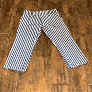 Marni blue and cream/white striped 3/4 length/Capri pants.  Size 44/10-12.